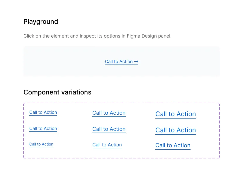 Link variants: three sizes in Desktop and Mobile, with an underline