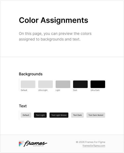 The Color Assignments preview: five background colors and five text colors